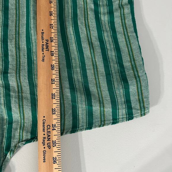 Dip Women's Green Striped Blouse XL Linen Blend Button Down Tie Front Casual - Picture 6 of 6